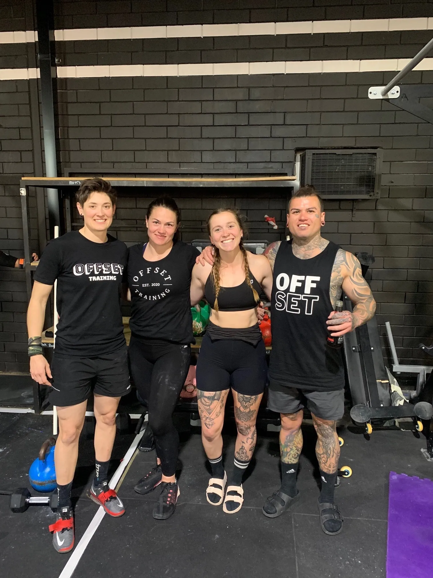 Offset athletes group photograph