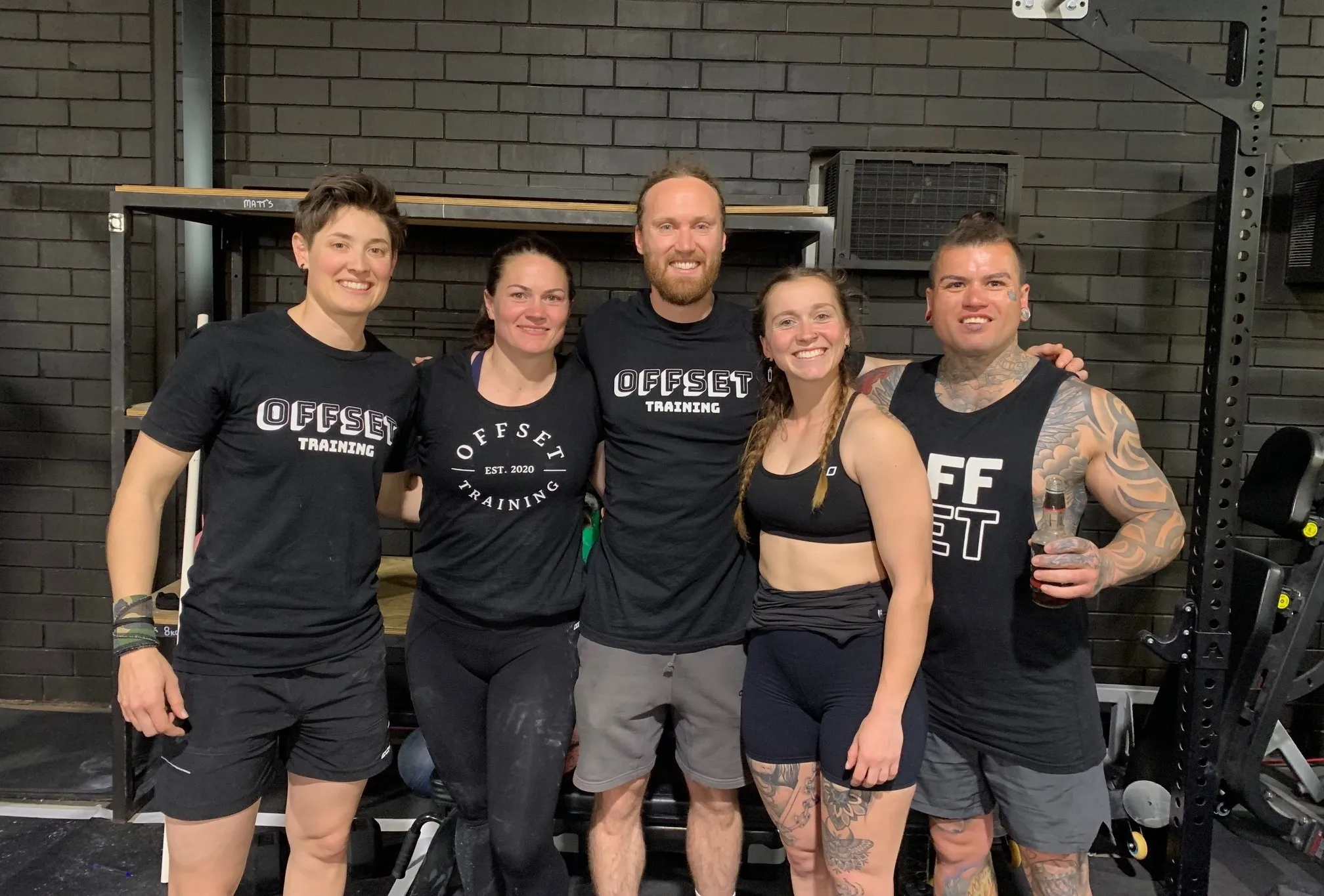 Offset athletes group photograph