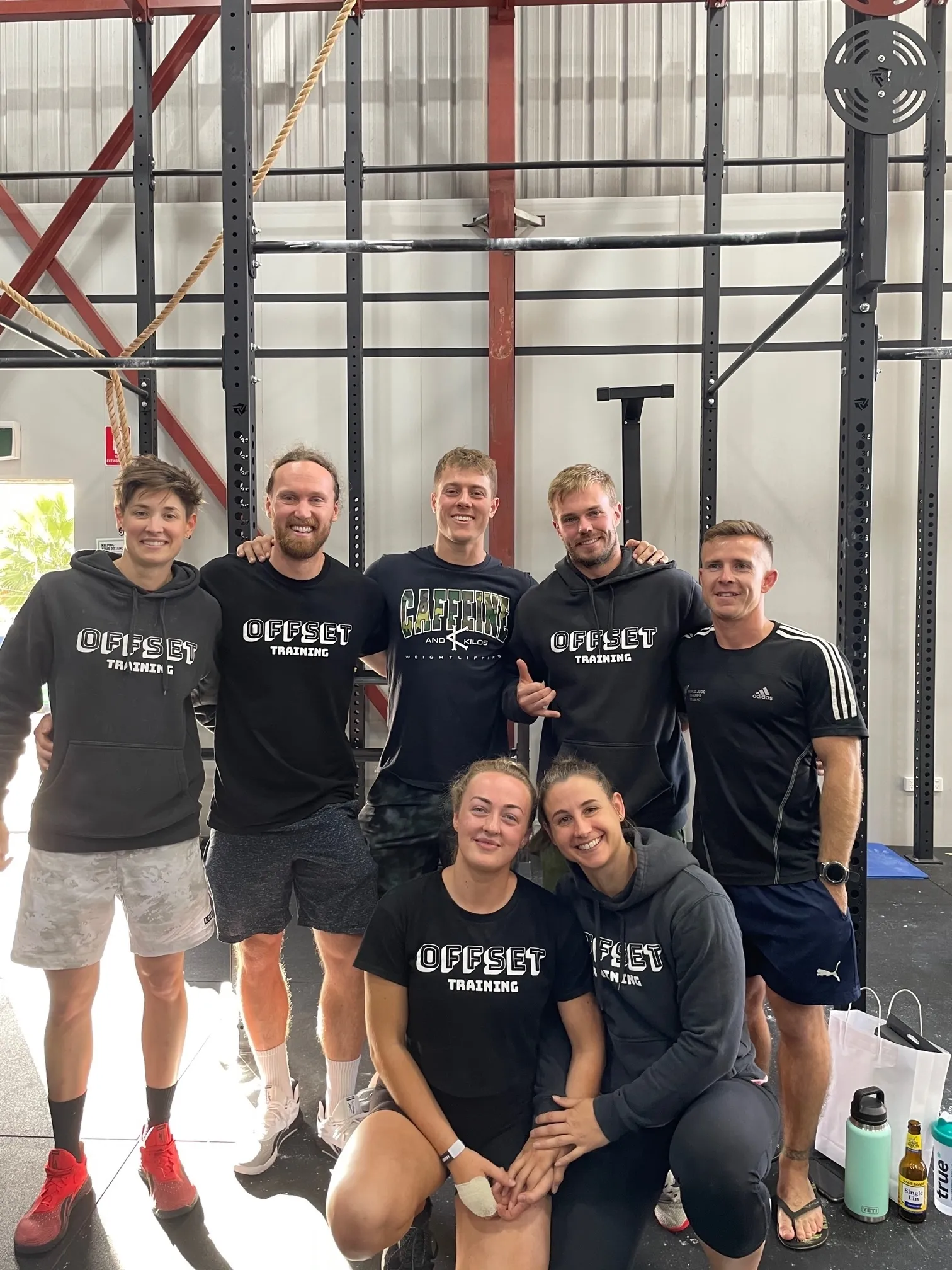 Offset athletes group photograph